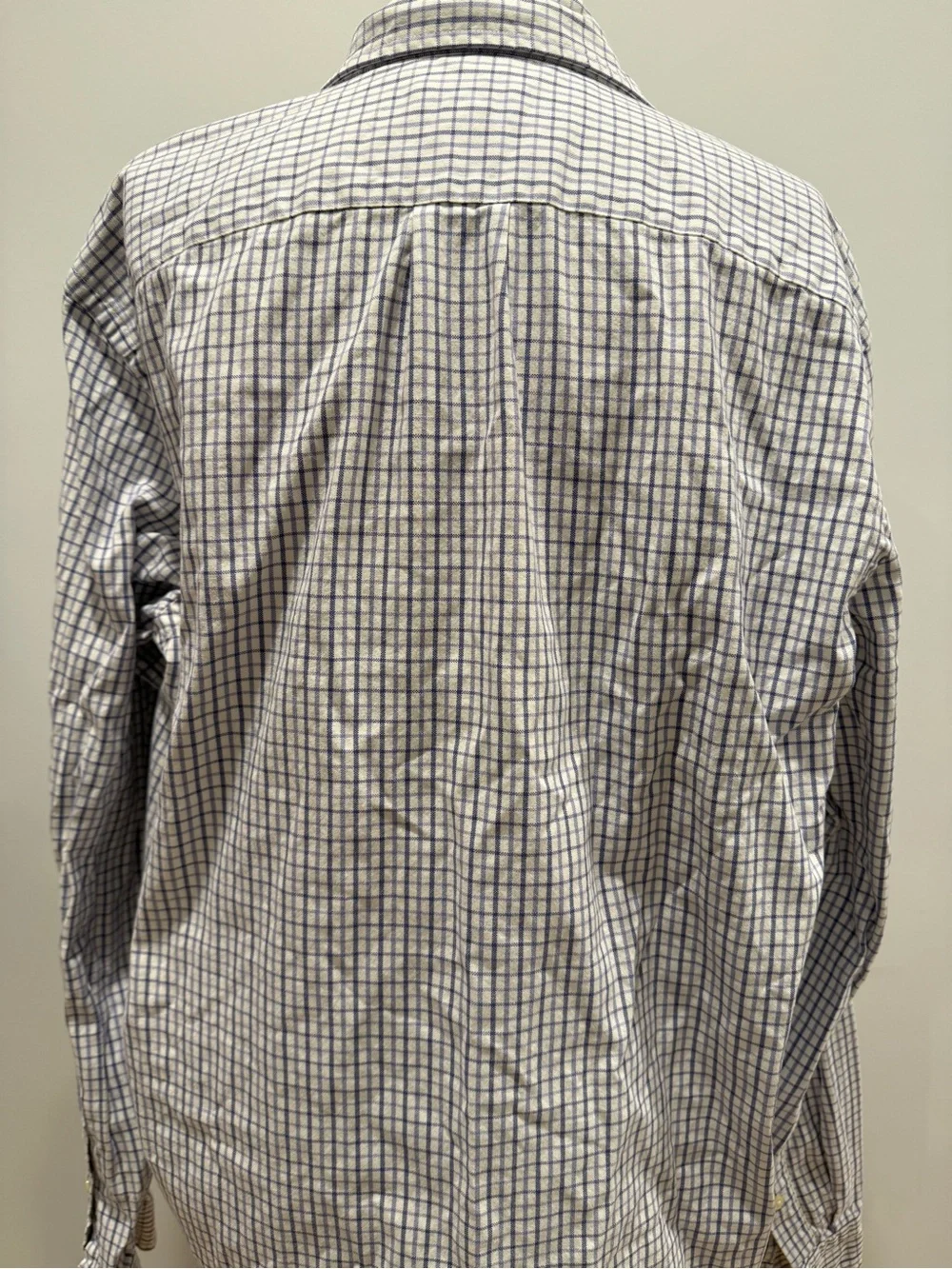J. Crew White Button-Down Shirt with Blue Windowpane Check